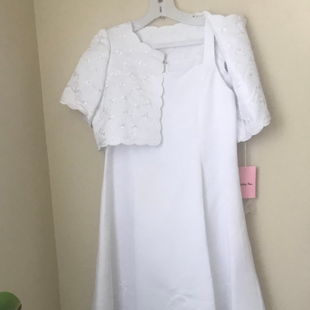 Special Occasion Dress Communion Wedding Embroidered w Jacket NEW wTags